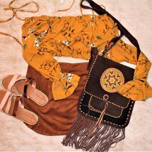 Yellow long sleeve crop-top